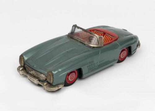 MERCEDES: A 1950s Japanese friction operated tin toy of a Mercedes Benz 300 SL 2-Door Roadster by Bandai