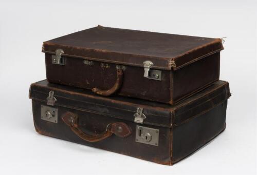 SUITCASES: Two vintage leather suitcases