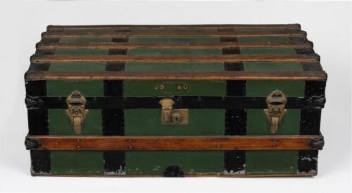 TRUNK: A iron and oak bound timber trunk, first half of 20th century