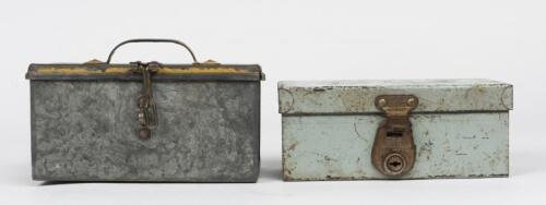 CASH BOXES: Two cash tin boxes, mid 20th century
