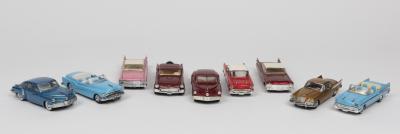 VARIOUS: A collection of nine 1980s 1:43 scale die-cast model toys of American cars from the 1940/50/60s