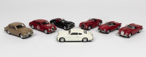 ALFA ROMEO: A collection of seven mostly Italian 1.43 scale model toys of Alfa Romeos