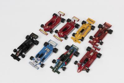 GRAND PRIX: A collection of eight 1:41 scale die-cast model toys of Grand Prix racing cars from the 1970/80s