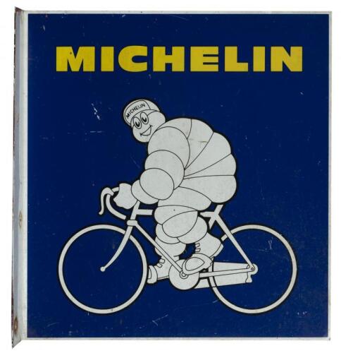 MICHELIN: A circa 1970/80s double-sided post mount Michelin metal sign (48cm high)