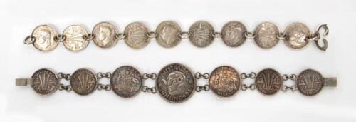 TRENCH ART: A collection of three WWII Australian coin "Sweetheart" bracelets