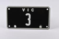 VIC 3: Victorian historic motorcycle registration plate &lsquo;3&rsquo; - Being the 3rd registration number issues in Victoria for a vehicle in 1910