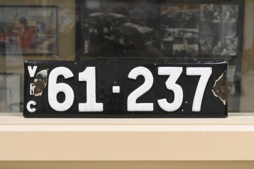 VIC 61-237: VICTORIAN HERITAGE CAR REGISTRATION PLATES &lsquo;61-237&rsquo; - Current ownership for over 50 years