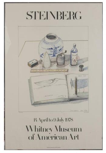 POSTERS: Exhibition poster - Saul Steinberg, Whitney Museum of American Art 14 April - 9 July 1978, colour offset lithograph, 92 x 62cm