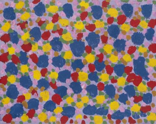 RHONDA PLUMMER, Barkly Winter Sunset 2006, synthetic polymer on canvas, 39.5 x 50cm