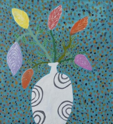 RHONDA PLUMMER, Wild Bush Flower, synthetic polymer on canvas, 45 x 41cm