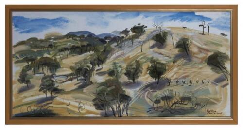 MICHAEL RUBBO, Rolling Hills (untitled) 2002, oil on board, signed and dated lower right: Rubbo Jan 7 2002, 59 x 121cm