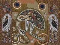 A BOSEN , Waterbird Dreaming (Untitled) 2003, synthetic polymer on canvas, signed and dated lower right: A Bosen 03, 75 x 100cm