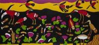AMY JIRWULURR JOHNSON, Looking for Fish 2003, synthetic polymer on linen, 56 x 123cm, NOTE: Colour Square stretcher frame