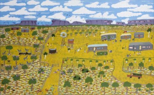 MARIE SHILLING (BORN 1947), Community (Untitled), synthetic polymer on linen, 55 x 136.5cm