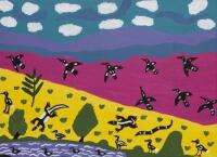 AMY JIRWULURR JOHNSON, Ducks in the Billabong 2003, acylic on canvas, 54 x 75cm