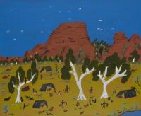 CORA MERUNTJO (BORN 1940), Old Days Camping 2006, synthetic polymer on canvas, 49 x 60cm