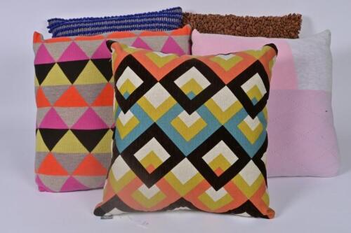 CUSHIONS: A collection of five cushions including cushions by Country Road and Uimi,38 x 38cm each
