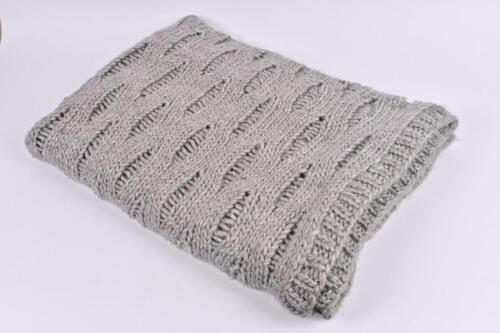 BLANKET: A knitted Merino wool grey throw blanket, Dromana, Australia
