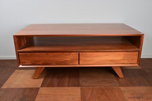 TV CABINET: A contemporary blackwood television cabinet by Winner Furniture, 51cm high, 120cm wide, 60cm deep