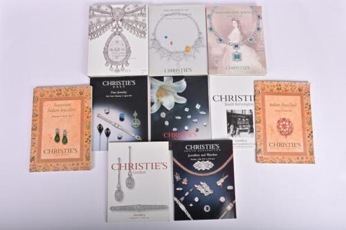JEWELLERY: A collection of Christies' fine jewellery auction catalogues including 2 hardcover books