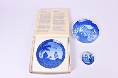 ROYAL COPENHAGEN: A collection of four Royal Copenhagen plates, the largest 18cm diameter