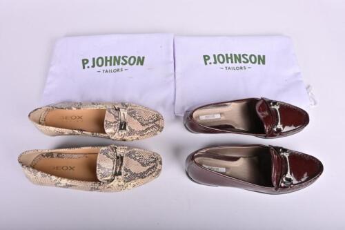 LADYS SHOES: Two pair of lady's shoes by Geox Respira, faux crocodile and patent leather, size EURO 37.5, unworn