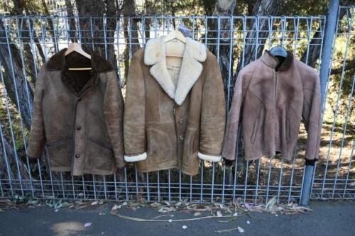 JACKETS: A collection of three handmade sheepskin jackets by D. Mcalpin, appear to be small sizes