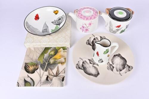 KITCHENWARE: A collection of kitchenware , including a Christopher Vine teapot and milk jug, the teapot 19cm high