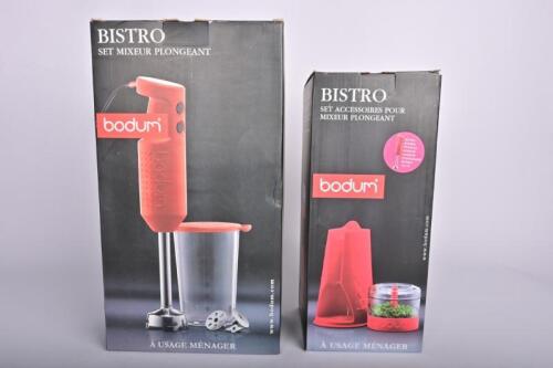 STICK BLENDER: A Bodem stick blender and accessory kit, unused in boxes