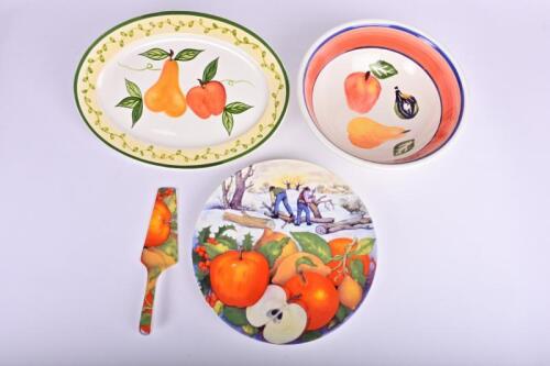 PLATERS: Two larger platers, bowl and matching cake server by Maxwell Williams, largest platter 41cm wide