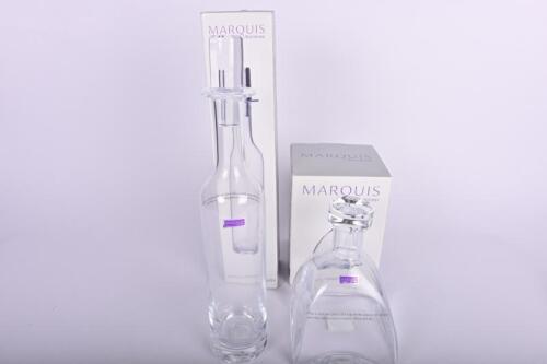 WATERFORD: Two 'Marquis' by Waterford vintage decanters in slender and pyramid forms, both unused in box, Slender RRT was $199, made in Poland
