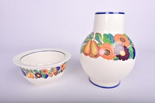 ROYAL COPENHAGEN: Two Royal Copenhagen 'Golden Summer' porcelain items including a bowl and vase 20cm high