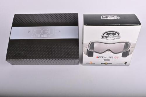 OUTDOOR: A boxed Vogue Car Care Collection for vehicle detailing together with a Eyemuffs G6 for ear and eye combined protection