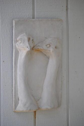 BENSEN MARIE, EMU (Untitled), ceramic wall plaque, 37 x 22cm *(see note)