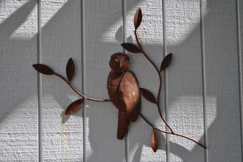 DARREN GILBERT, Owl (Untitled), cast iron and tin, 48cm high, 46cm wide *(see note)