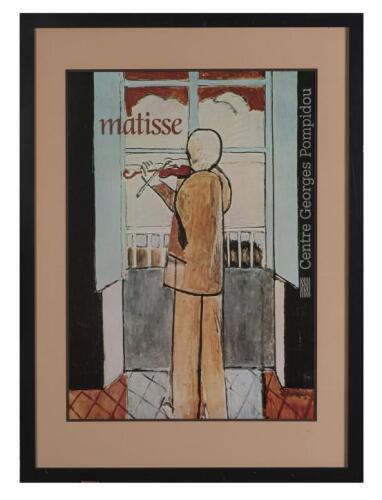 MATISSE: A framed and glazed 1981 Matisse exhibition poster from the Georges Pompidou Centre, Paris, depicting the picture Le Voilinist, 90 x 68cm overall