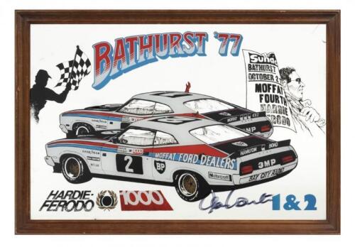 BATHURST 1/2 VICTORY': A rare original BATHURST 77' mirror. Alan Hamilton signature