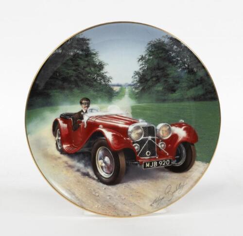 JAGUAR: A Coalport limited edition plate featuring a Jaguar SS100 designed by Melvyn Buckley