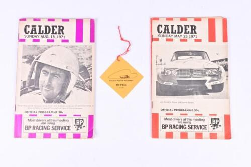 CALDER PARK: Two 1971 Calder Park Official Programmes. Calder Park PIT PASS