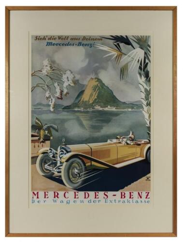 MERCEDES BENZ: A repint of a late 1920s Mercedes Benz advertising poster "Der Wagen der Extraklasse"