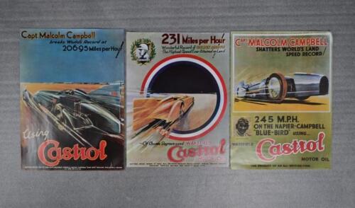 CASTROL: Three reprinted Castrol Motor Oil advertising posters
