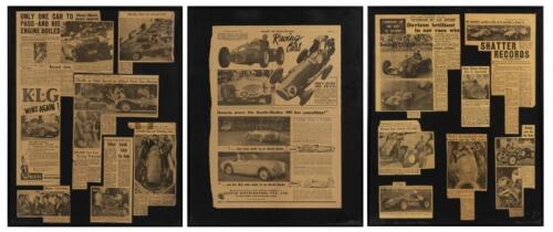 HISTORIC RACING: Three frames of newspaper motoracing clippings from 1956