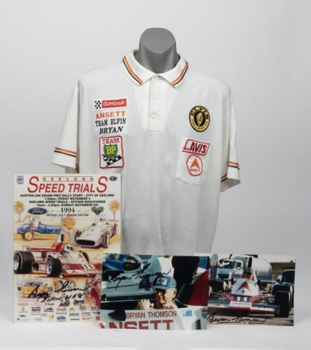 ELFIN: Bryan&rsquo;s Thomson Elfin team shirt, signed photo and Speed Trails poster from 1994.