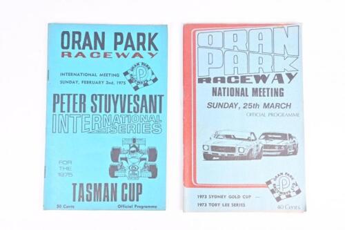 ORAN PARK: Two 1970's Oran Park Raceway Official Programmes. 'ORAN PARK RACEWAY INTERNATIONAL MEETING (PETER STUYVESANT INTERNATIONAL SERIES) for the TASMAN CUP Official Programme