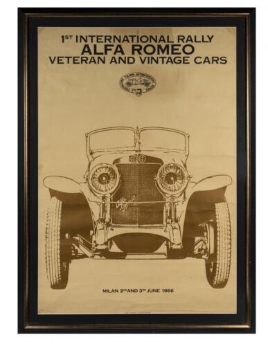 ALFA ROMEO: A large original 1966 poster "1st International Rally", framed and glazed (98cm high x 66cm wide)