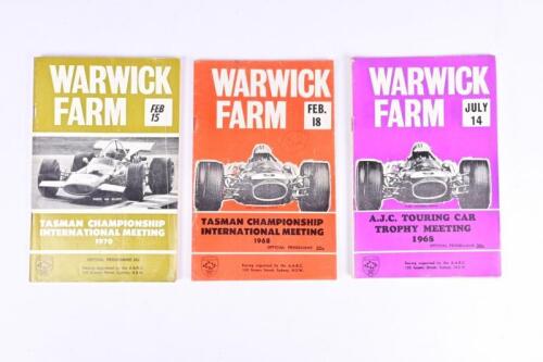 WARWICK FARM: Three 1960's/70's WARWICK FARM Official Programmes. TASMAN CHAMPIONSHIP INTERNATIONAL MEETING Official Programmes