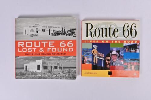 ROUTE 66: Two hardcover books covering 'Route 66'. 'ROUTE 66 - LOST & FOUND' by Russell A.Olsen