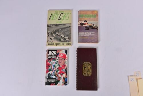 INDY: Four publications dealing with the Indianapolis 500. 'DAREDEVILS OF THE SPEEDWAY' softcover book by Ross R.Olney