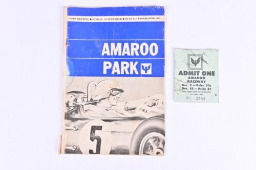 AMAROO PARK: A Sunday, 10 December 1967 AMAROO PARK Official Programme. With Admission Ticket