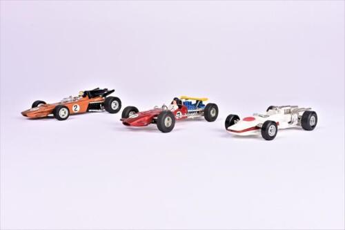 F1 MODEL CARS: Three 1:43 scale 1960's F1 cars. Dinky Ferrari & Lotus F1